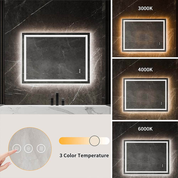 36x48 inch Vanity Mirror 3 Color Temperature Adjustable