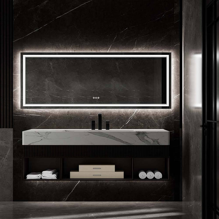 36x48 inch modern bathroom vanity  led mirror black