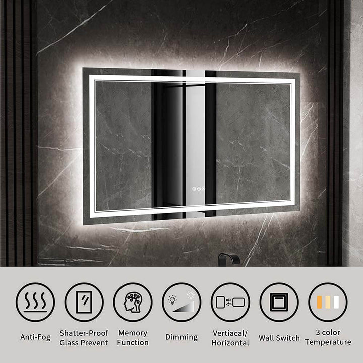 36x60 inch led vanity mirror features
