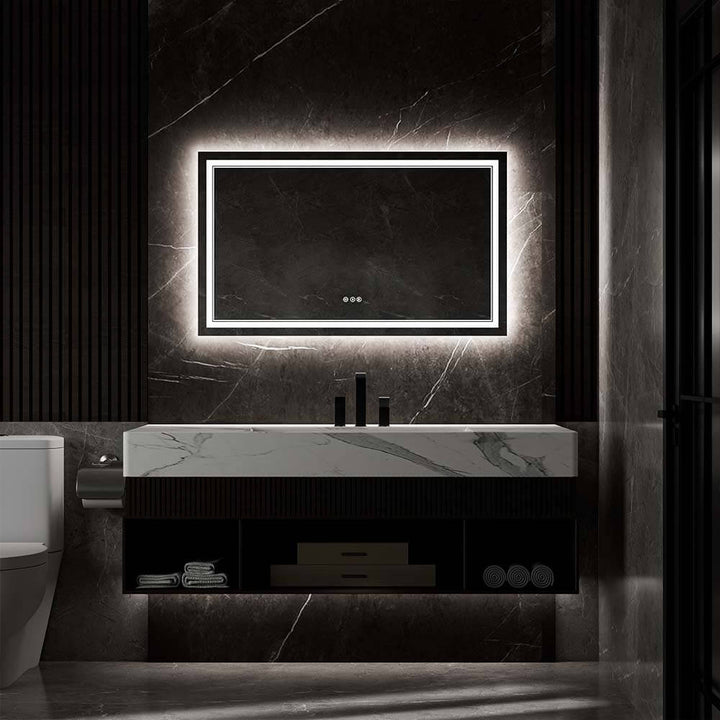 36x60 inch modern bathroom vanity mirror black