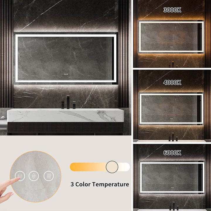 36x72 inch Vanity Mirror 3 Color Temperature Adjustable