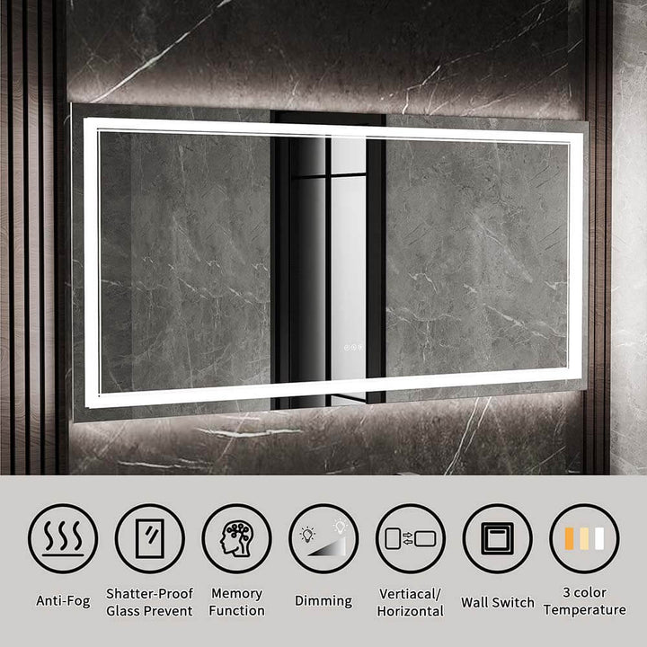 36x72 inch led vanity mirror features