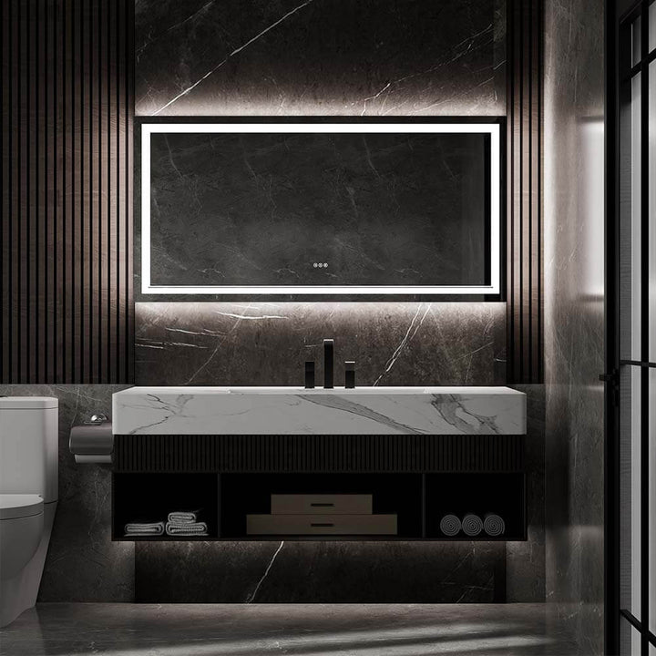 36x72 inch modern bathroom vanity mirror black