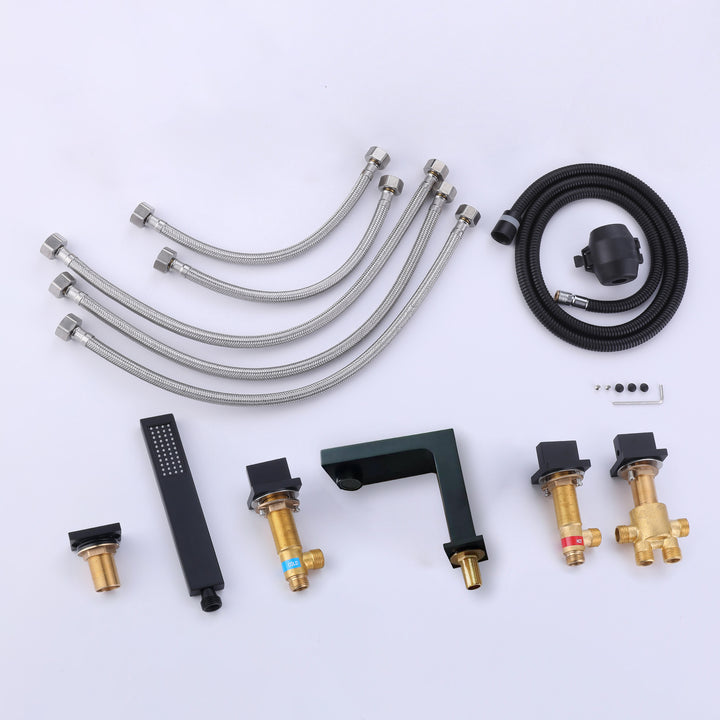 Triple Handle Deck Mounted Tub Faucet with Handshower - Modland