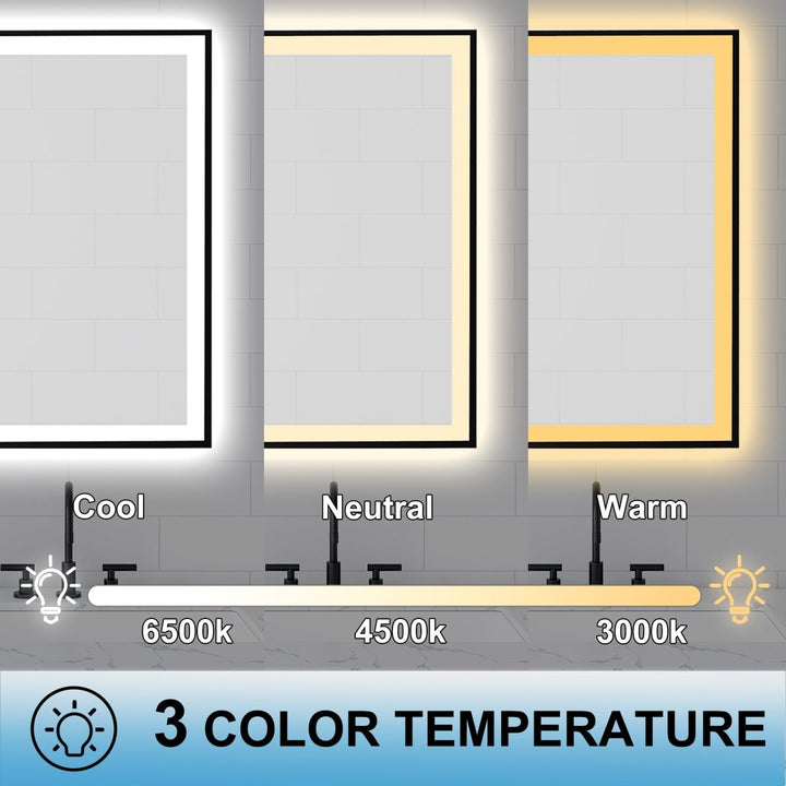 40-32 led mirror color temperature options cool neutral warm