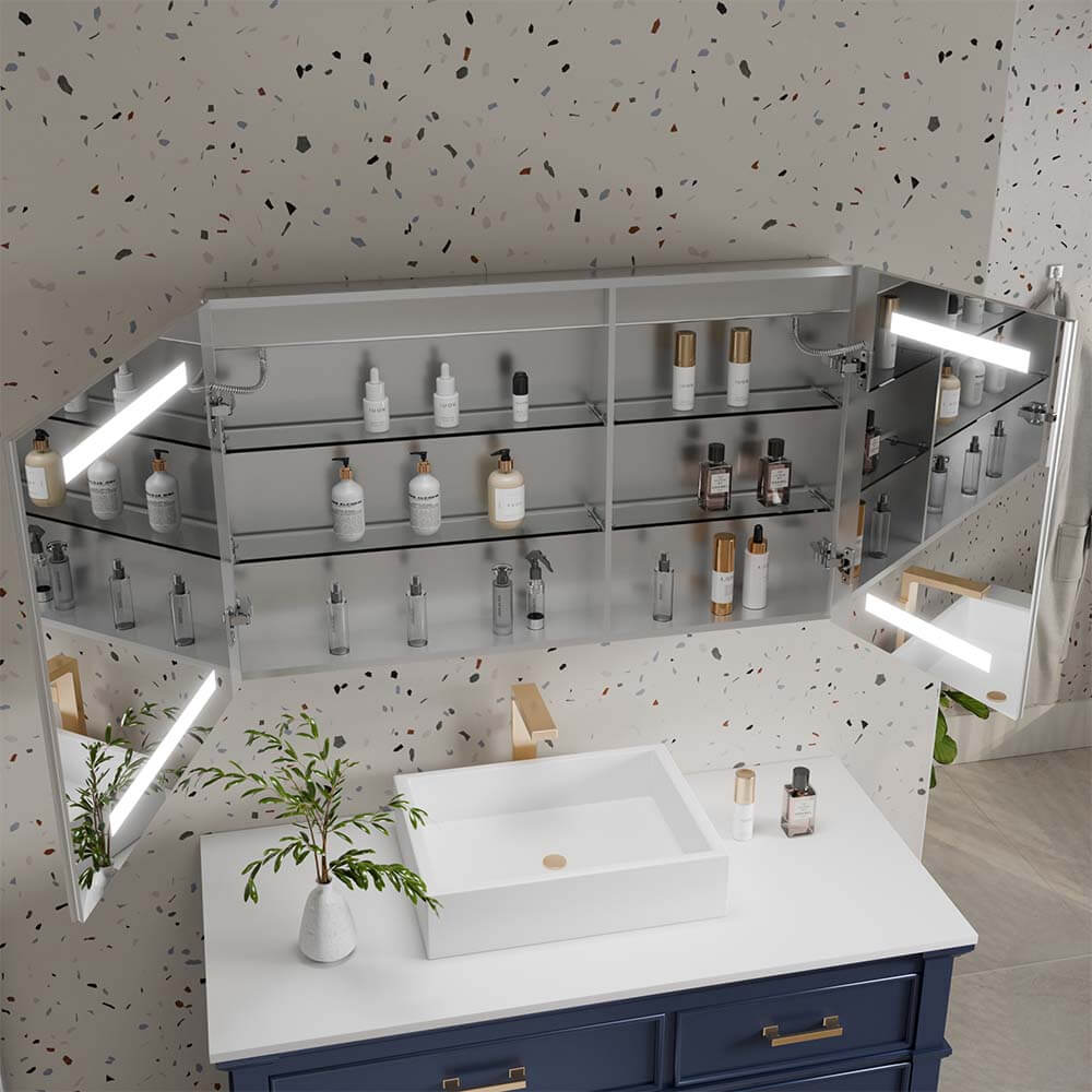 40x24 inch Combination Beveled Mirror Medicine Cabinet with Mirror led ...