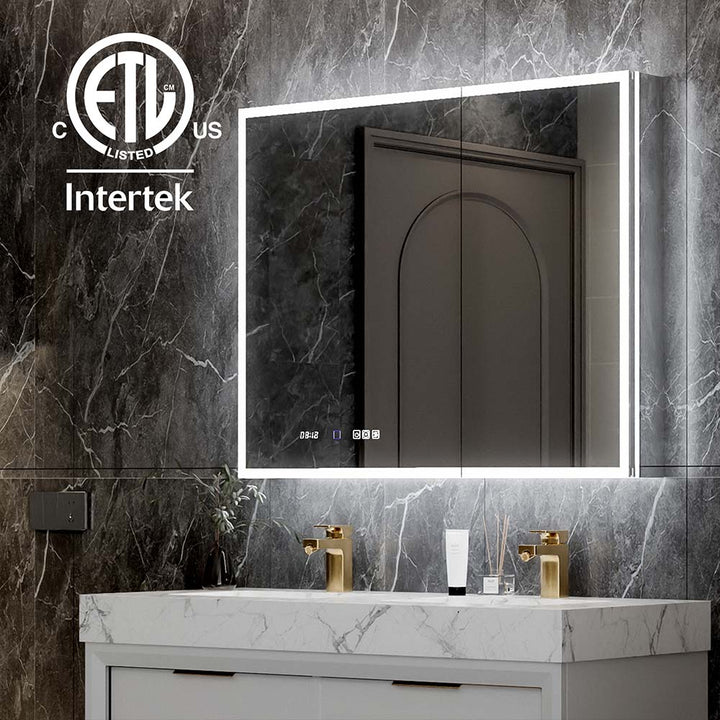 40x32 ETL certified led medicine cabinet with mirror light