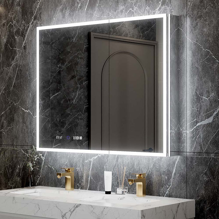 40x32 led lighted medicine cabinet double door modern bathroom