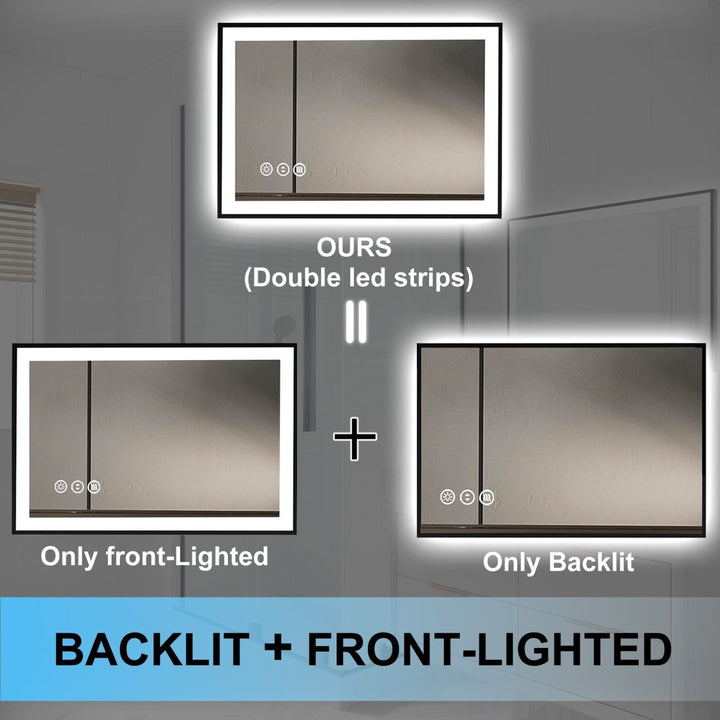 40x32 led mirror lighting options front back lit