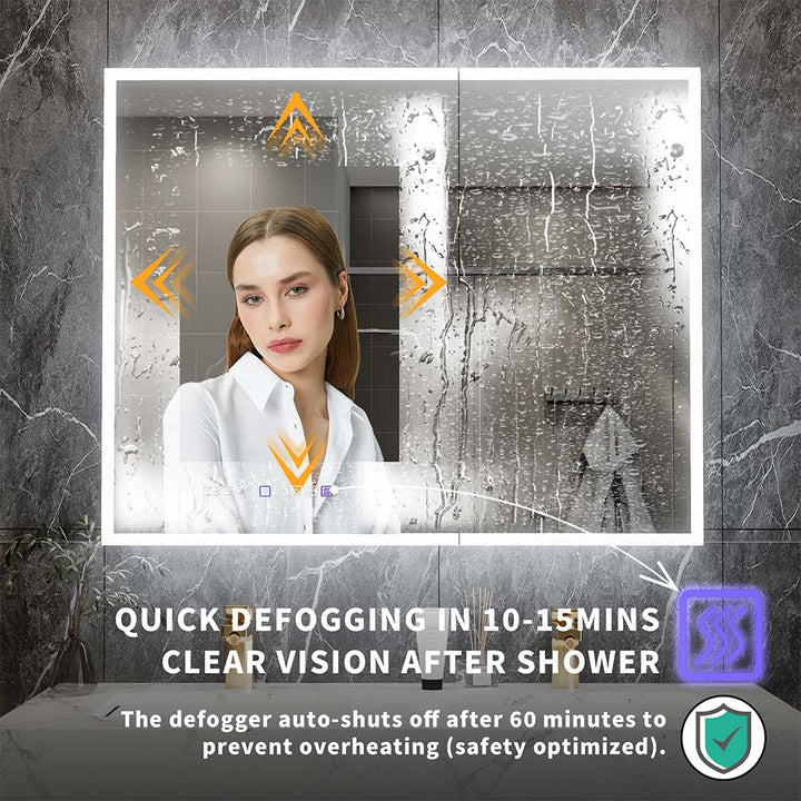 40x32 medicine cabinet defogger feature led mirror