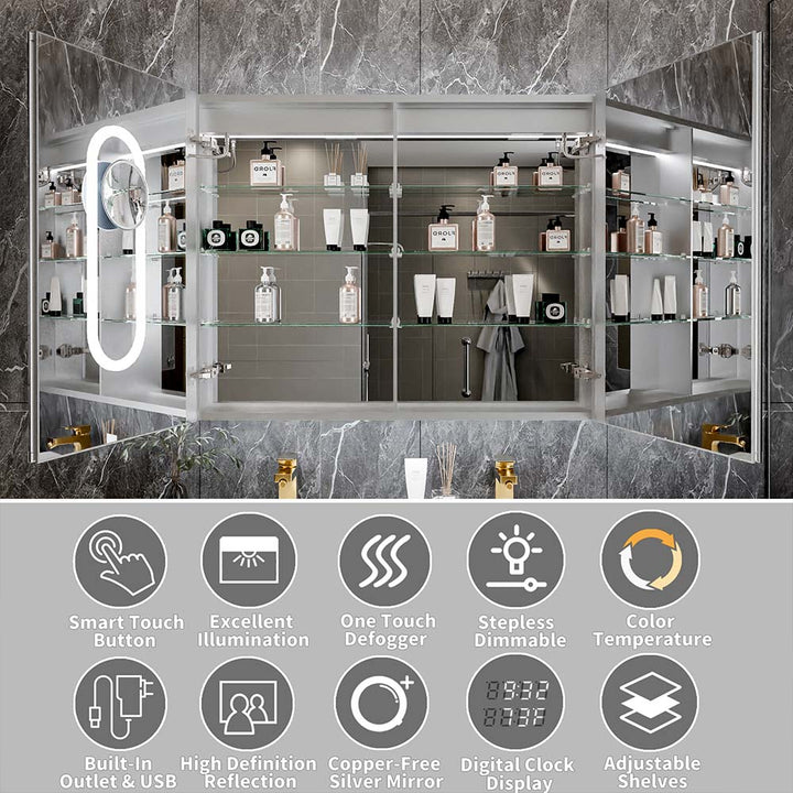 40x32 medicine cabinet led features touch defogger usb dimmable