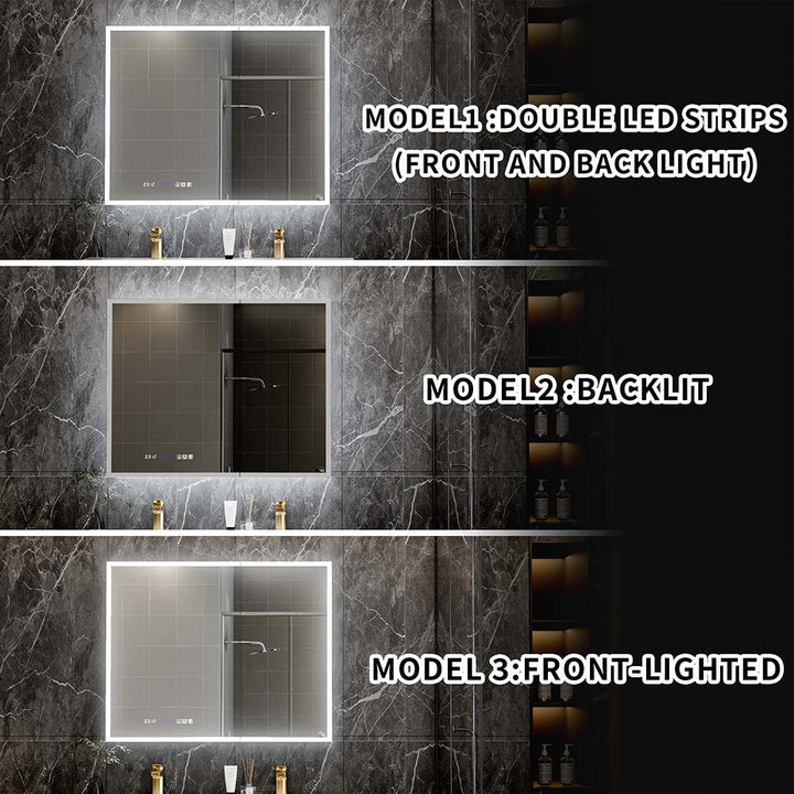 40x32 medicine cabinet led lighting models front back backlit