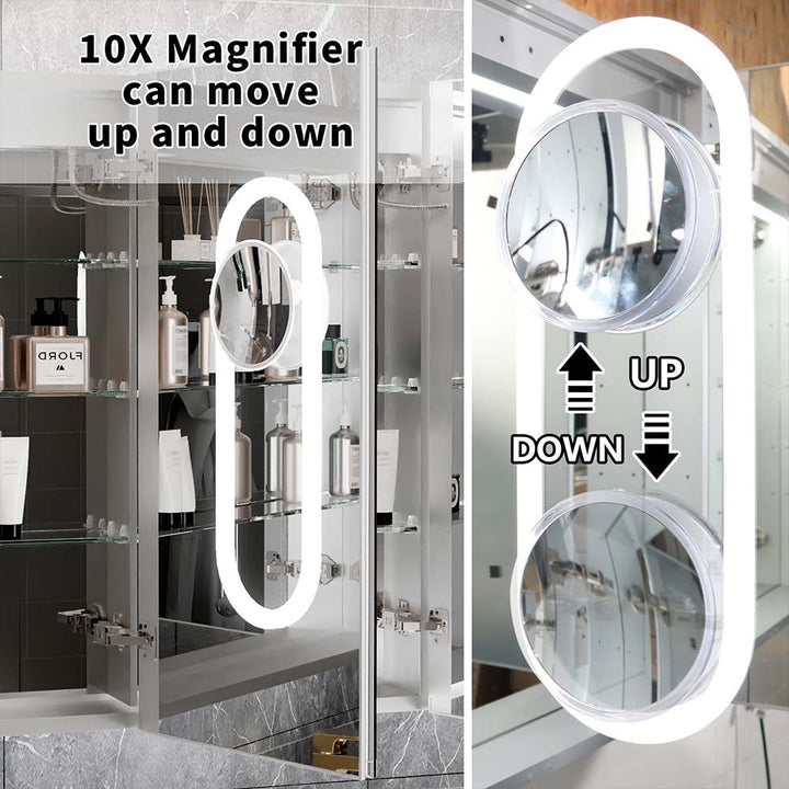 40x32 medicine cabinet movable magnifying mirror