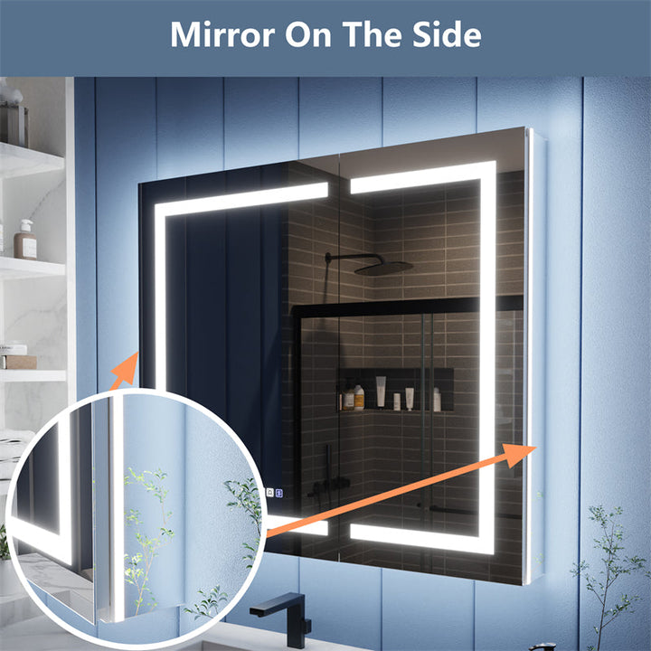 42x36 medicine cabinet with side mirror and led light