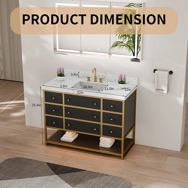 48 inch fluted solid wood bathroom vanity product dimensions