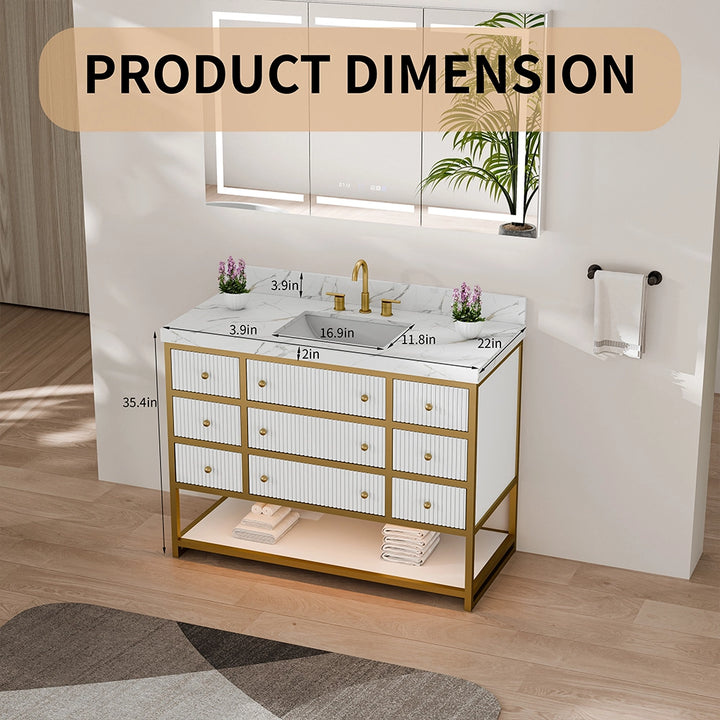 48 inch fluted solid wood bathroom vanity white product dimensions