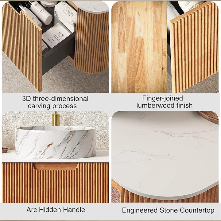 48 inch maple floating bath vanity material details closeup