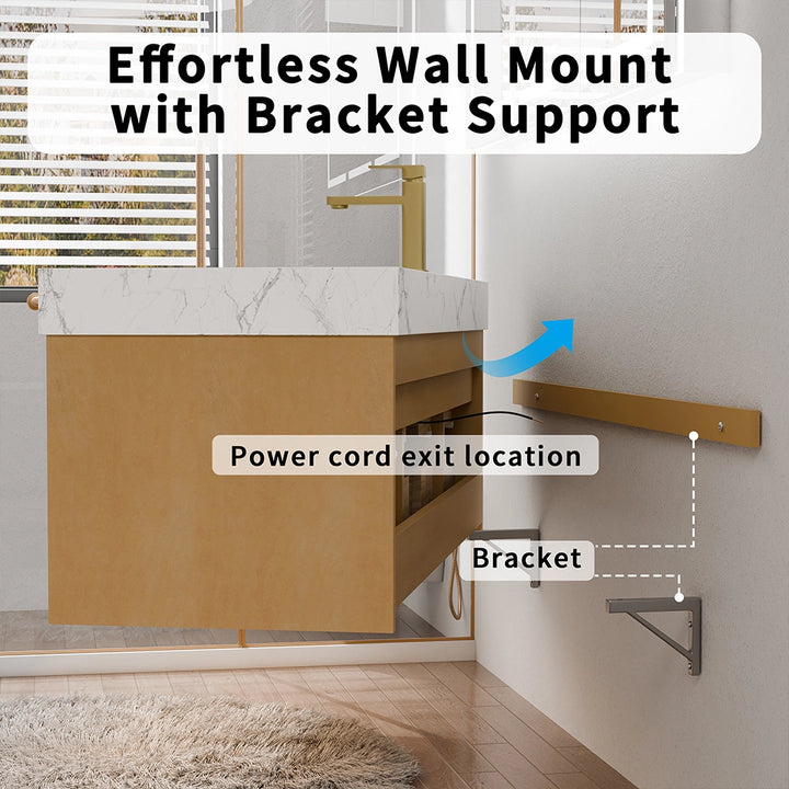 48 inch maple floating bath vanity wall mount installation with bracket