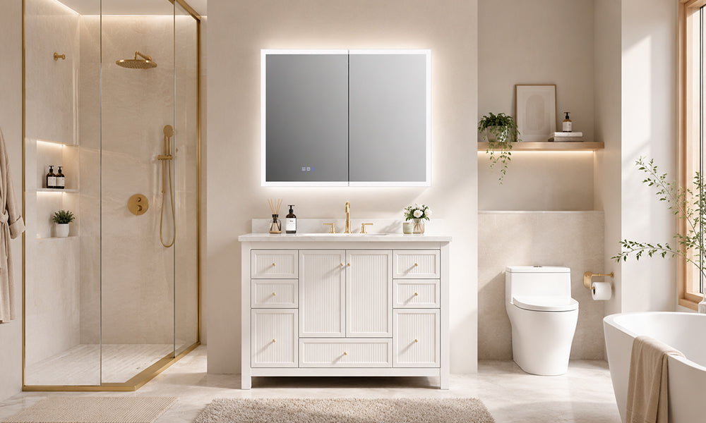 48-inch solid wood bathroom vanity white modern bathroom interior