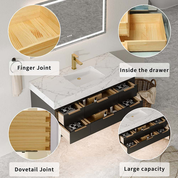 Drawer with dovetail joints and ample storage compartments