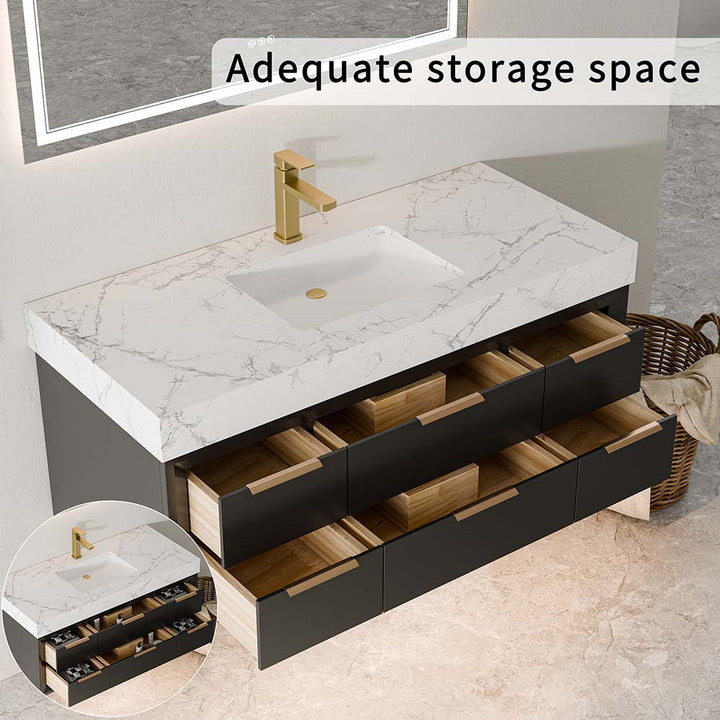 48-inch vanity with six drawers and ample storage compartments