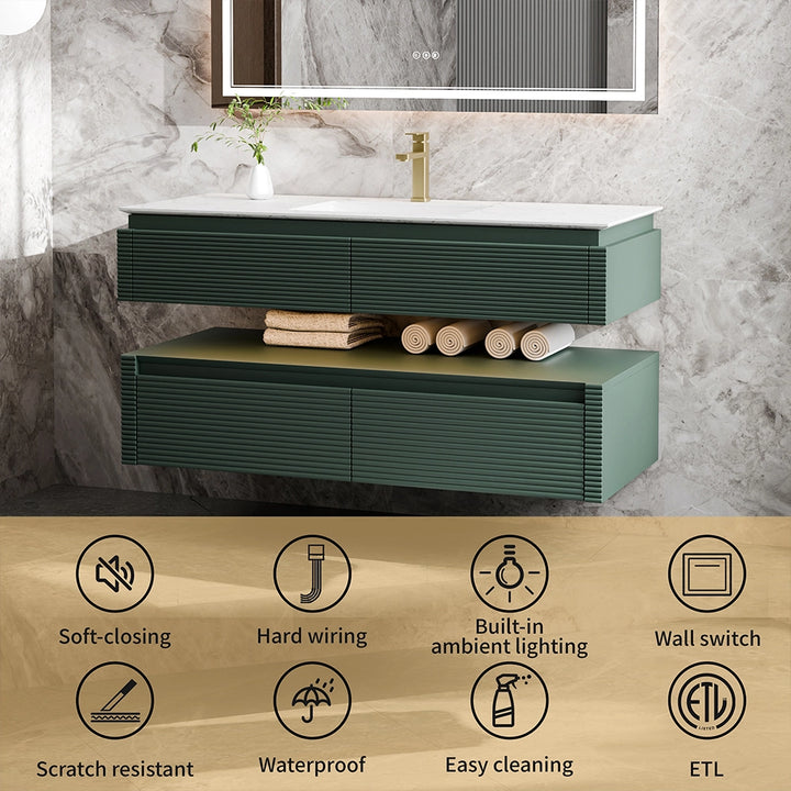 48 inch green bathroom vanity with ETL waterproof soft closing design