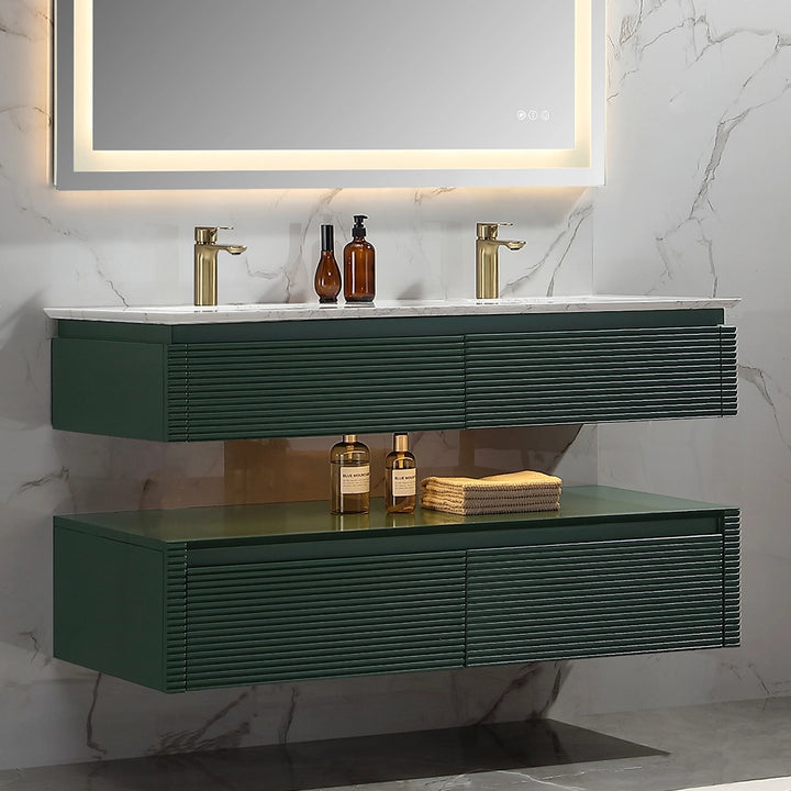 48 inch Gucci green floating bathroom vanity with storage shelf