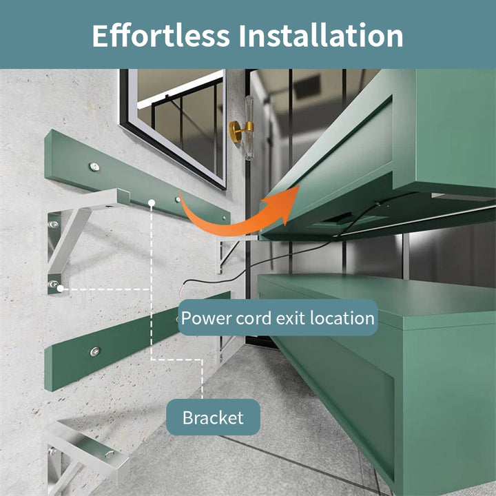 48 inch Gucci green bathroom vanity effortless bracket installation