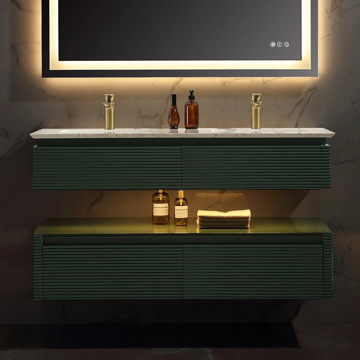 48 inch Gucci green bathroom vanity front view with LED lighting