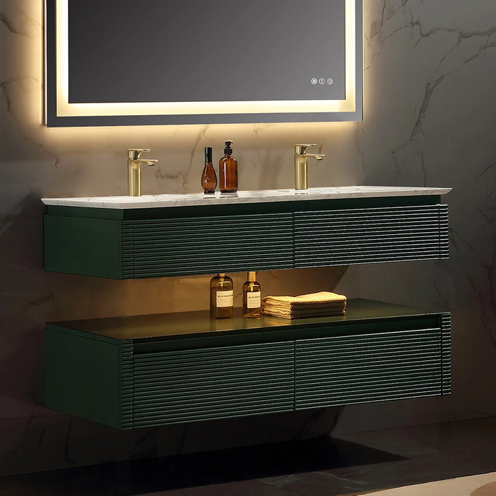 48 inch Gucci green bathroom vanity with LED shelf lighting