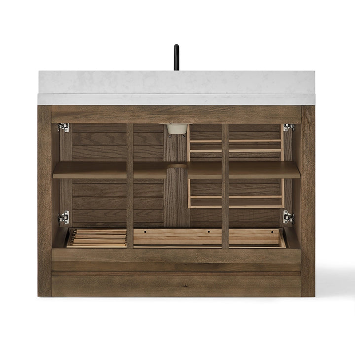 48 inch bathroom freestanding vanity back interior structure view