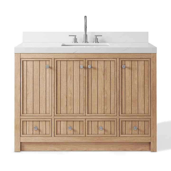 48 inch bathroom freestanding vanity front view oak finish