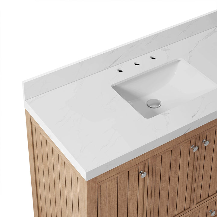 48 inch bathroom freestanding vanity marble top and sink view