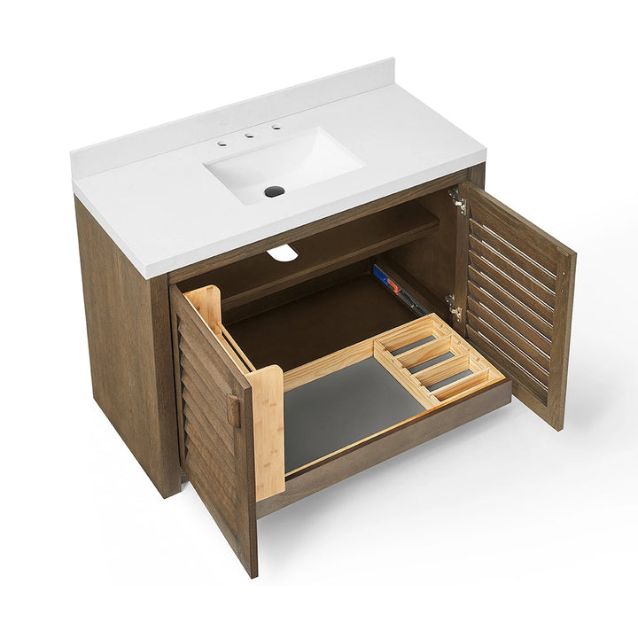 48 inch bathroom freestanding vanity open drawer inner structure