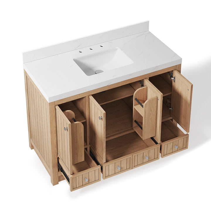 48 inch bathroom freestanding vanity open storage compartments