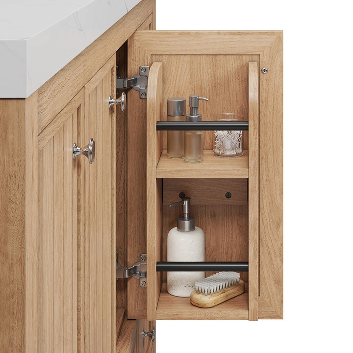 48 inch bathroom vanity oak door shelf with toiletries storage