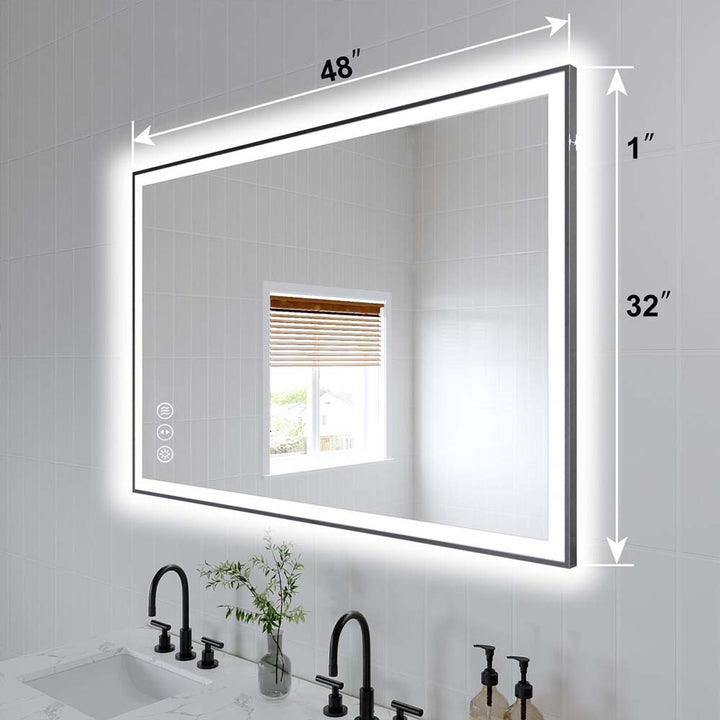 48x32 inch lighted bathroom mirror cabinet