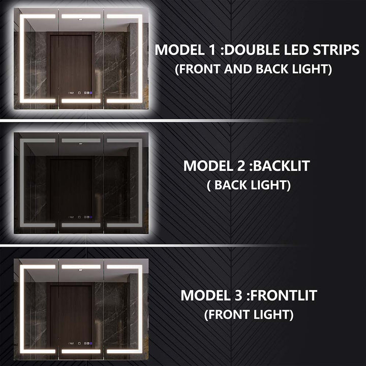 48 x 36 inch medicine cabinet lighting modes