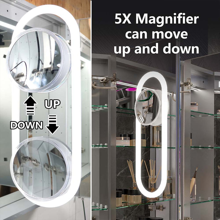 48 x 36 medicine cabinet magnifier adjustable
