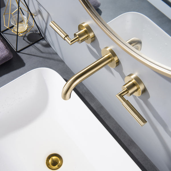 Wall Mounted Dual Handles Bathroom Faucet-Includes Rough-in Valve - Modland