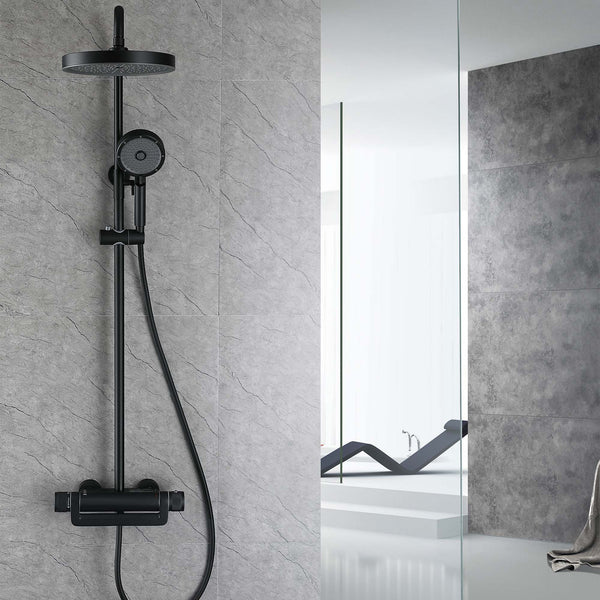 Thermostatic Wall Mounted Shower System with Multi-Function Hand Shower