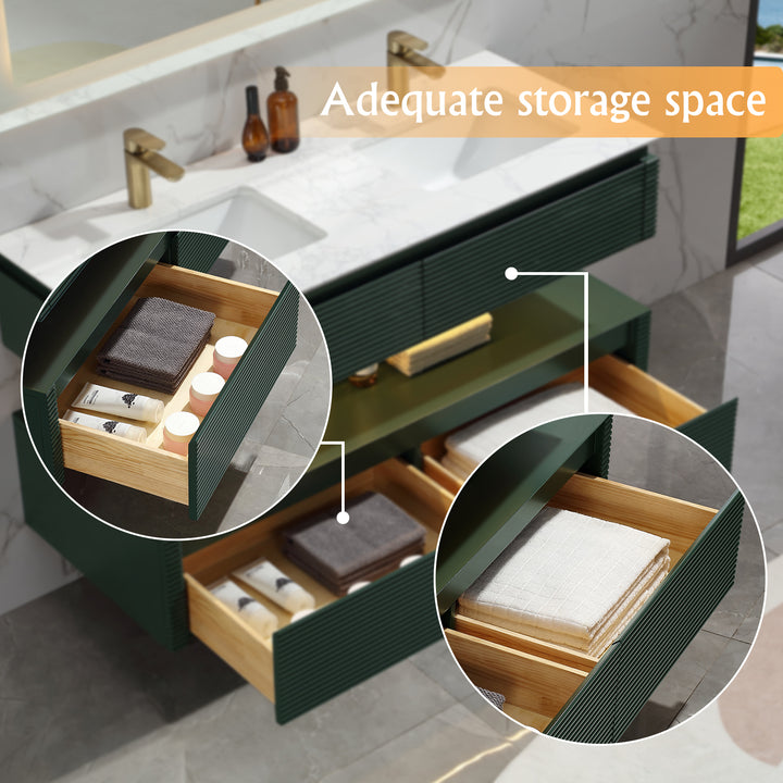 48'' Floating Bathroom Vanity with LED Functionality and Double Sinks - Modland