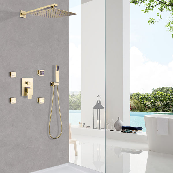 Luxury Pressure Balance Shower System W/ Body Sprays & Rough-In Valve