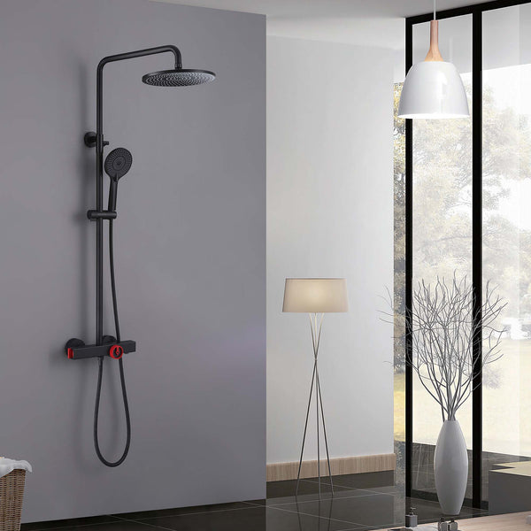Wall Mounted Thermostatic Shower System with Multi-Function Hand Shower