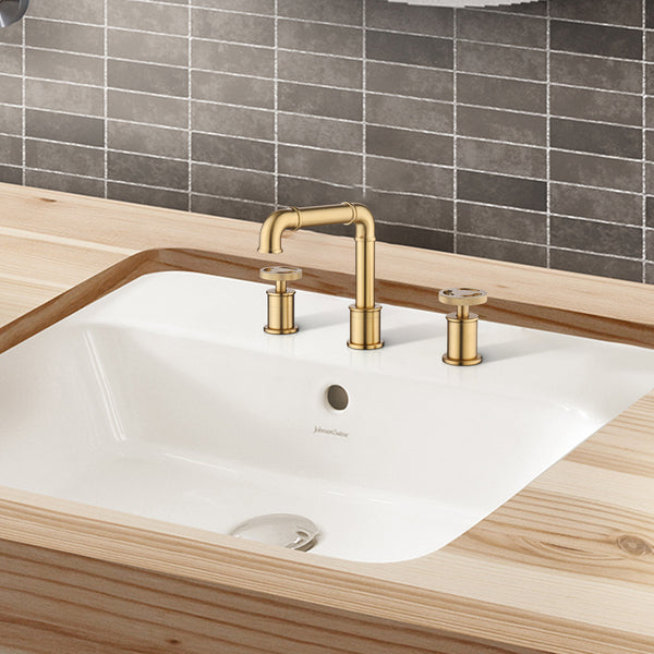 Deck Mounted Dual Handles Modern Industrial Style Bathroom Sink Faucet