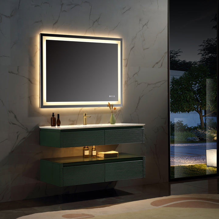 48'' Floating Bathroom Vanity with LED Functionality and Engineered Stone Top - Modland