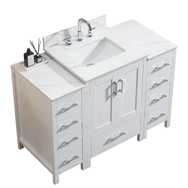 60'' Free Standing Double Bathroom Vanity with Engineered Stone Top - Modland