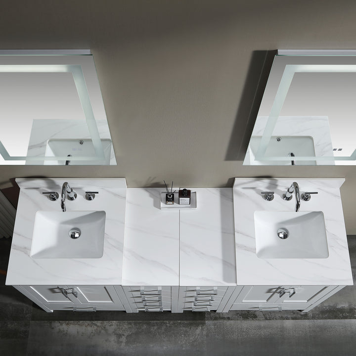 72'' Free Standing Double Bathroom Vanity with Engineered Stone Top - Modland