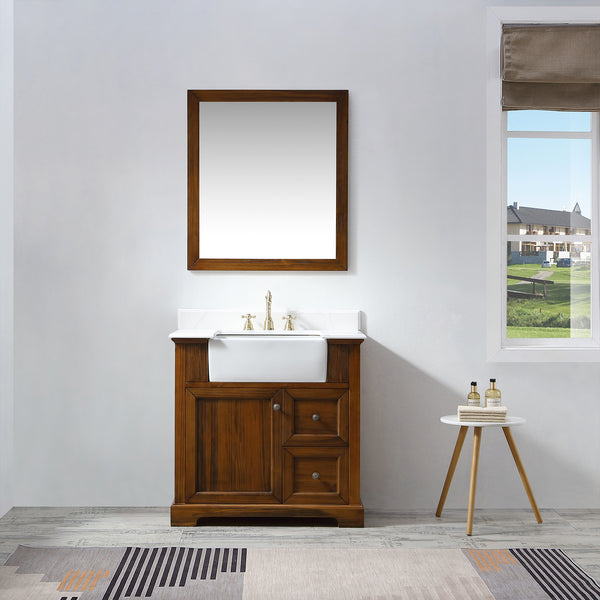 36'' Antique Freestanding Single Bathroom Vanity with Quartz Top - Modland