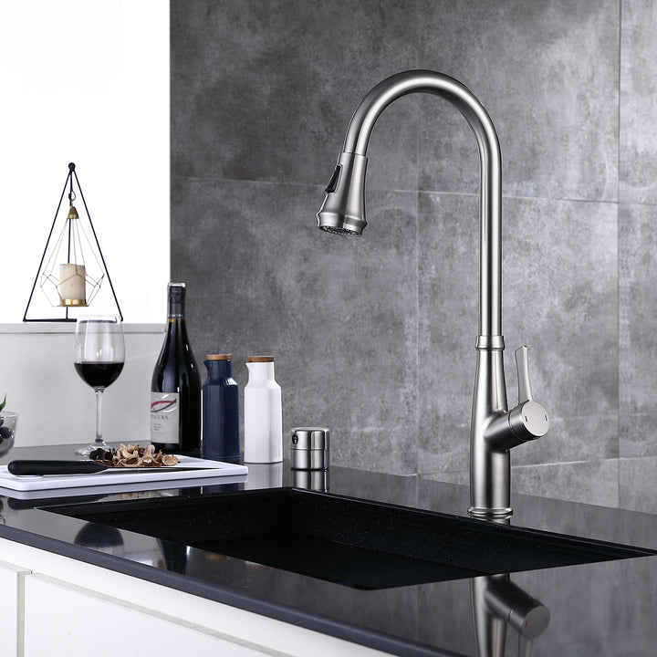 Pull Out Single Handle Two Function Deck Mounted Kitchen Faucet - Modland